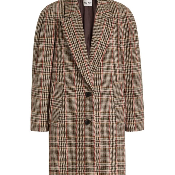 Miu Miu Single-Breasted Tartan coat cut for a oversized fit Lapel collar size 40 - Picture 3 of 16